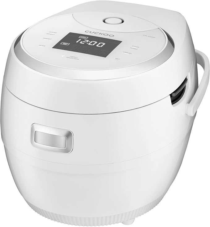 Cuckoo CR-1020F Rice Cooker & Steamer - 14 Programmes, Turbo & Keep Warm Function, Timer - Non-Stick Inner Pot, Autoclean Function - 1.8 L Capacity (10 Servings) - 890 W Power - White