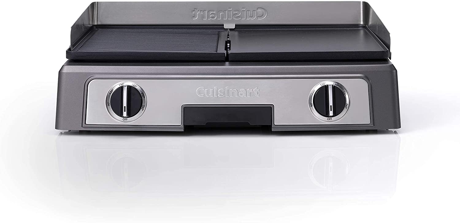 Cuisinart Plancha BBQ Elite PL50E Table Grill with Interchangeable Grill and Plancha Plates, Plates can be Temperature Separately