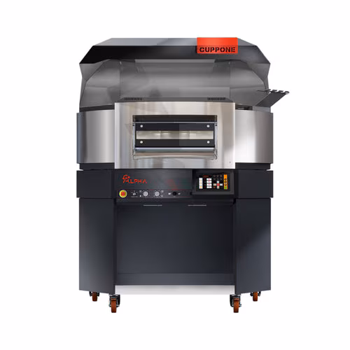 Cuppone Alpha pizza oven with rotating plate, for 8 pizzas Ø30cm, 1 chamber, digital: 140cm / hood with motor
