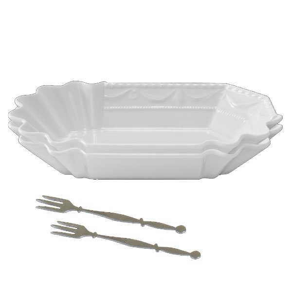 Currywurst bowl with skewers Kurland (set of 4) by KPM