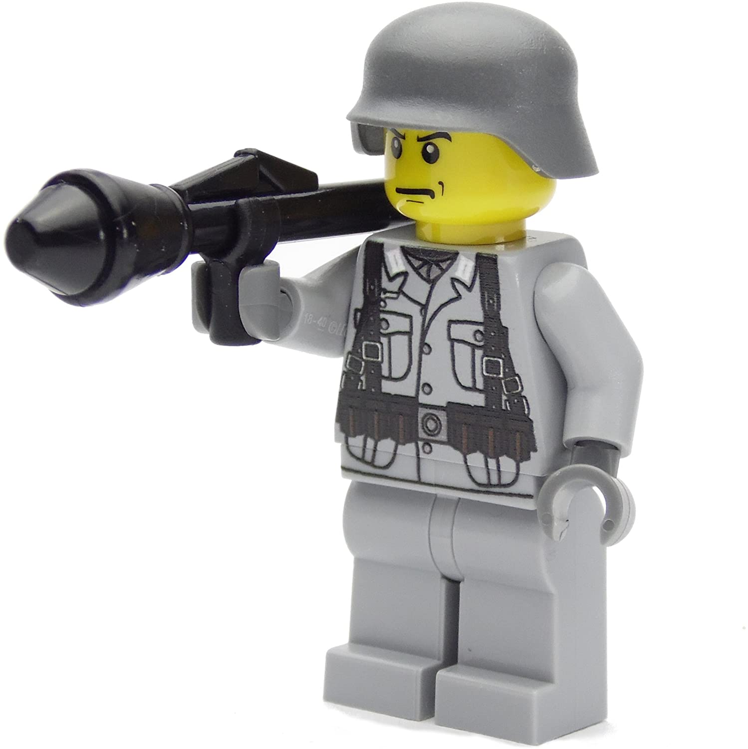 BricksStuff Custom German Wehrmacht Ww2 Soldier with Lego Brick Arms Shield Fist, print