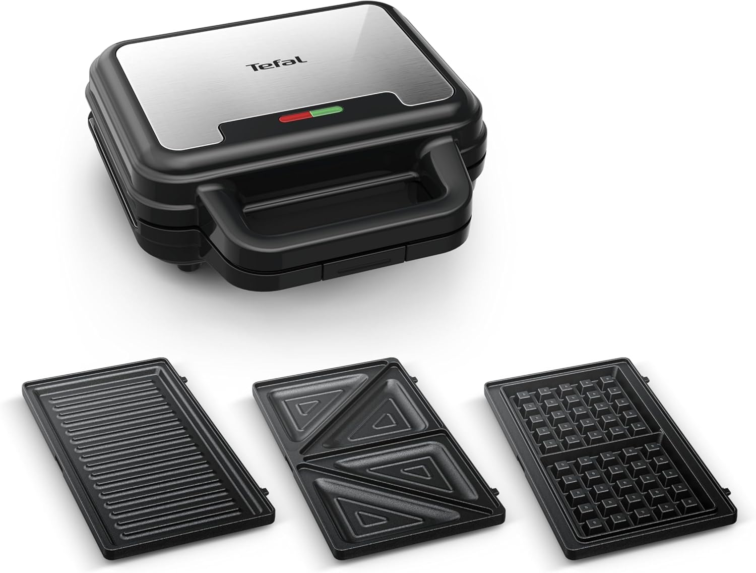 Tefal Ultracompact SW383D10 3-in-1 Sandwich Waffle Panini Combination Device, Non-Stick Coating, Heat-Insulated Handle, Stainless Steel/Black