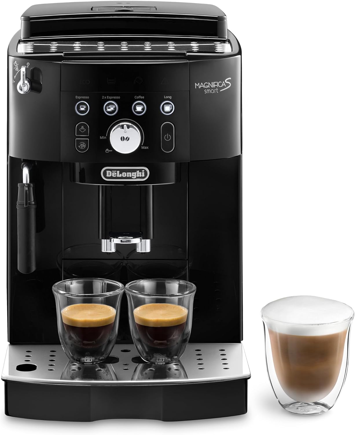 De\'Longhi Magnifica S Smart ECAM 230.13.B Fully Automatic Coffee Machine, Cappuccino Milk Frothing Nozzle, Espresso, Coffee, Long Coffee Direct Selection Button, Rotary Control, 2-Cup Function, Black