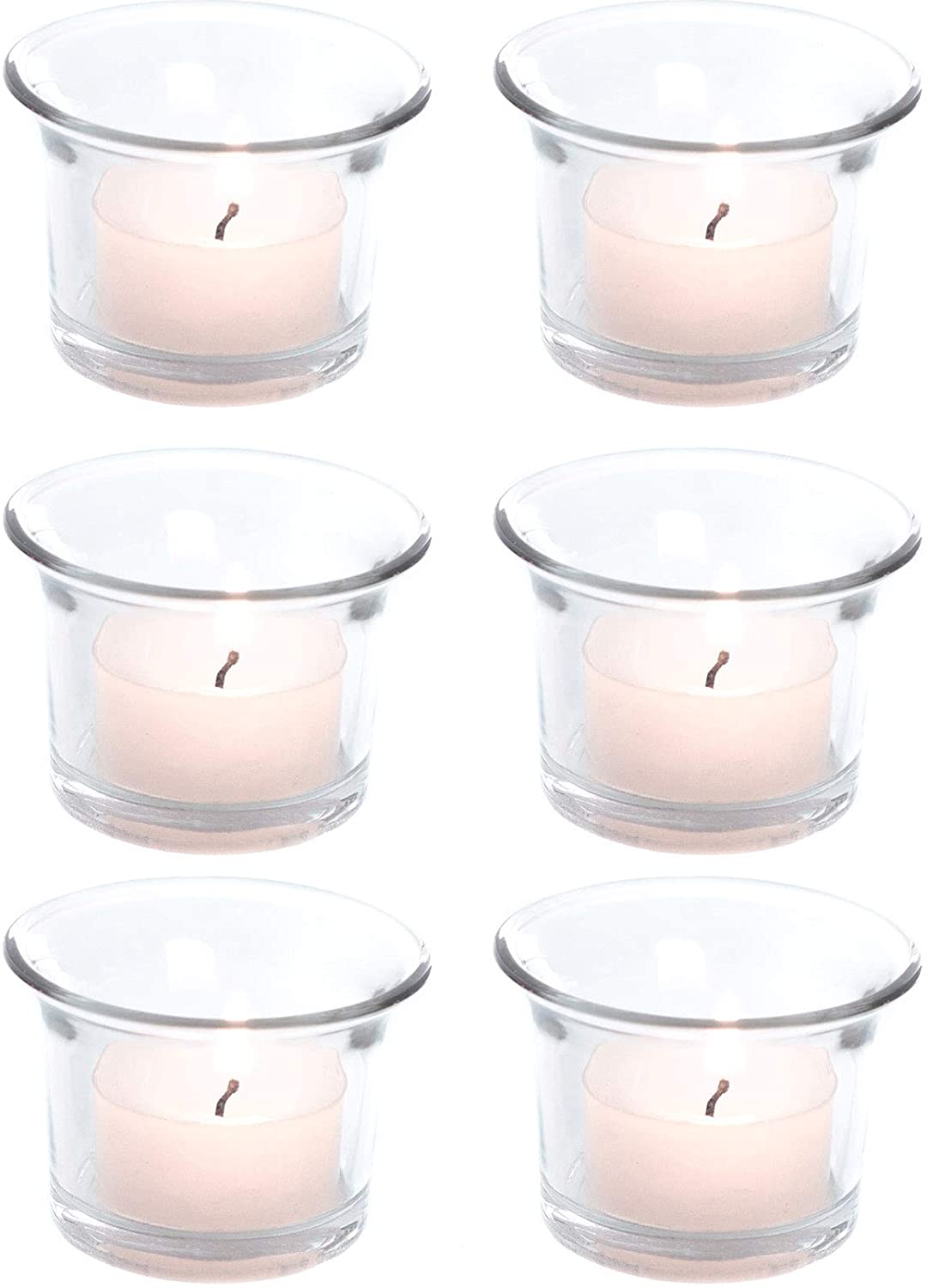 Novaliv 6 Conical Tea Light Glasses 6.5 cm Glass Pot Clear Candle Holder Table Decoration