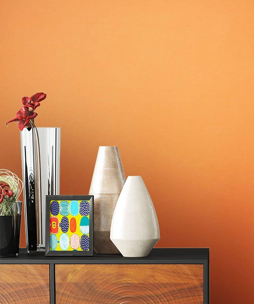 Newroom Design Floral Wallpaper, Orange Wallpaper Non-Woven Fabric Fun Modern And Elegant 