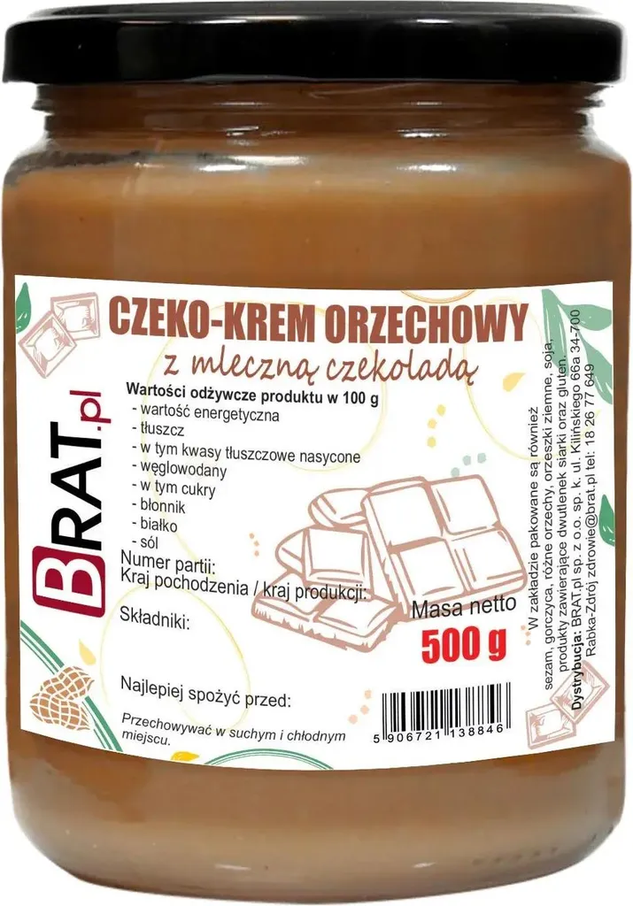 BRAT.PL CZEKO-KREM - Nut cream with milk chocolate 500g
