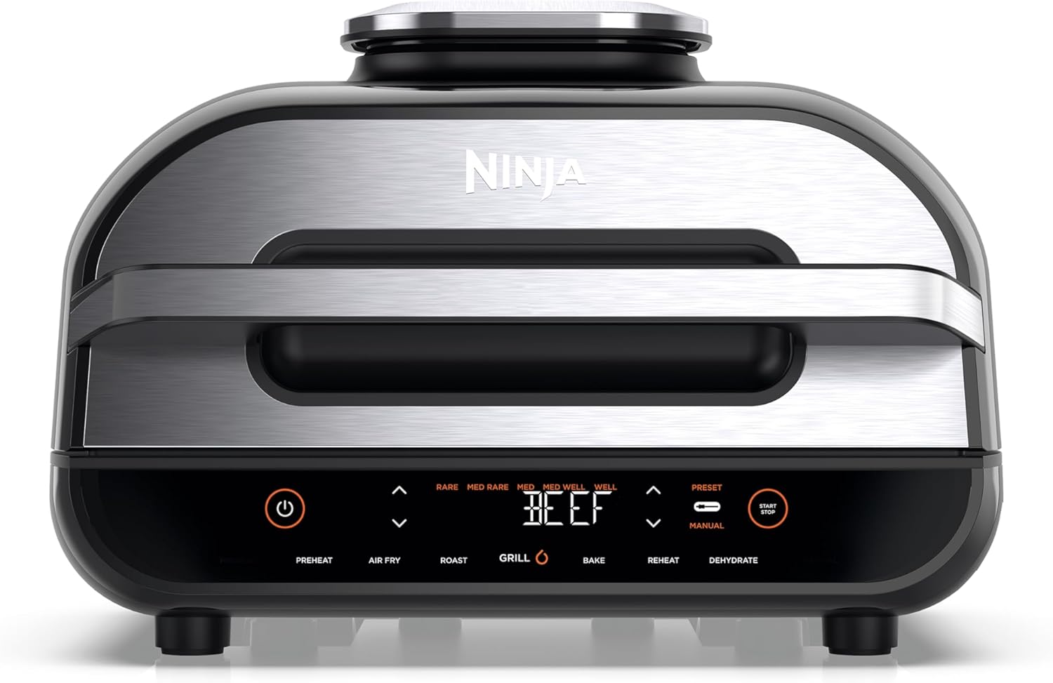 Ninja Foodi MAX [AG551EU] Grill & hot air fryer with digital temperature sensor, 3.8 L capacity, 6 cooking functions, 2460 W, gray / silver