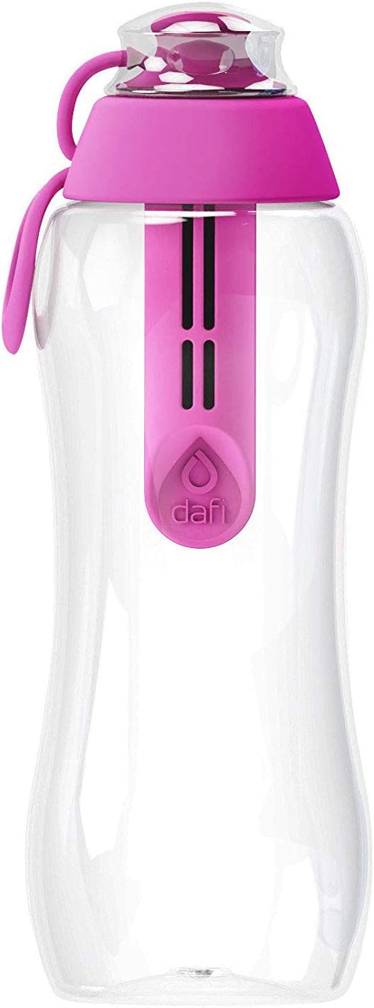 DAFI Water Bottle with Filter 0.3 L, Flamingo - Water Bottle with Water Filter, BPA-Free, Sports Bottle with Filtered Water for Travel - Filter Bottle Outdoor + Activated Carbon Filter