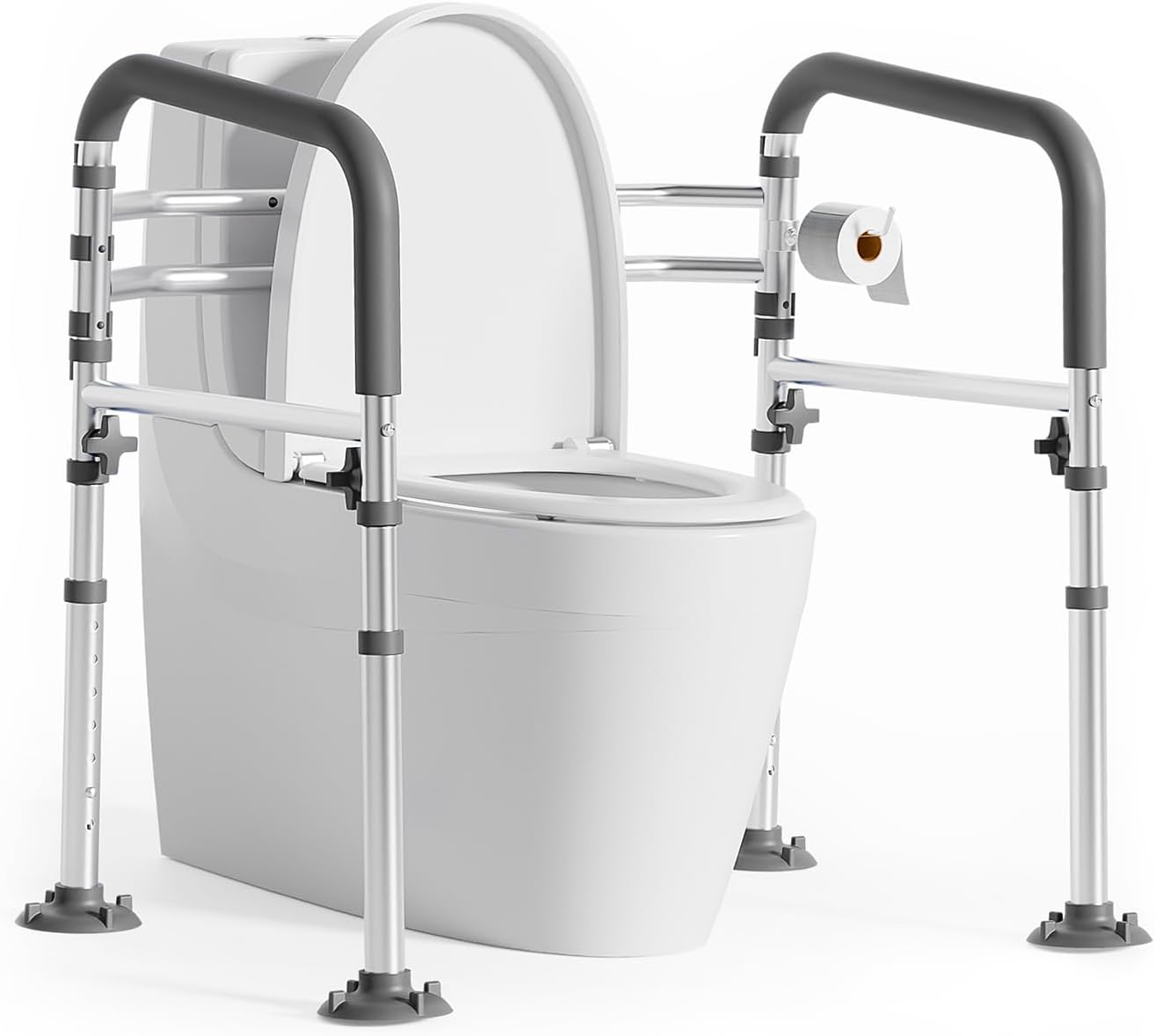 Loyoda Toilet Safety Rail, Height-Adjustable Toilet Frame, Width-Adjustable Toilet Handles, Toilet Rail Provides Support for Seniors, Pregnant, Disabled