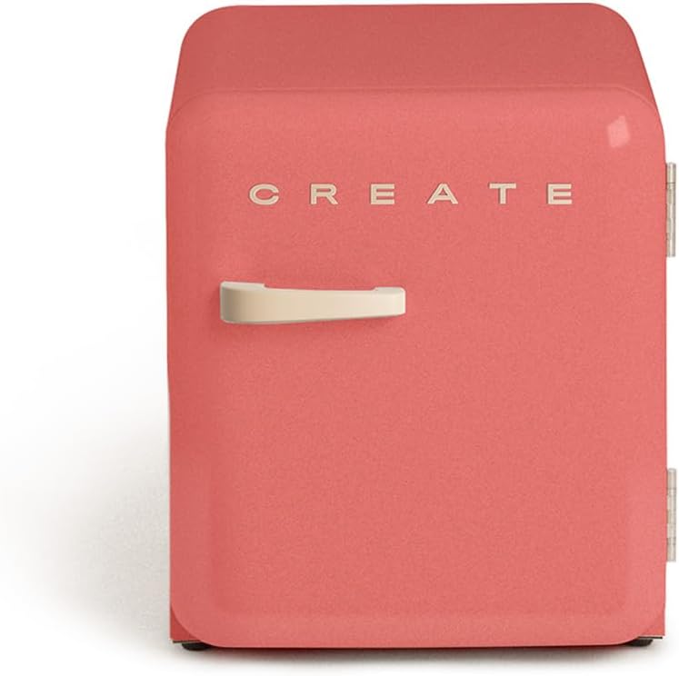 CREATE Retro Fridge 50 Sand/Fridge in Terracotta, Sand Handle, 85 W, Mini Bar, One Shelf, Retro Design, 50 cm, Two Shelves, 48 ​​L Capacity, Energy Saving, 50 x 44 x 49.8 cm