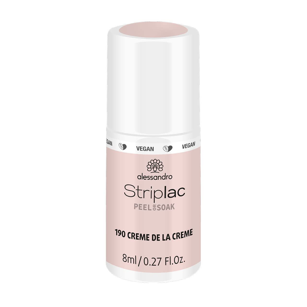 alessandro Striplac Peel or Soak Creme De La Creme - Vegan - LED Nail Polish in Subtle Cream - For Perfect Nails in 15 Minutes, 8 ml, ‎creme