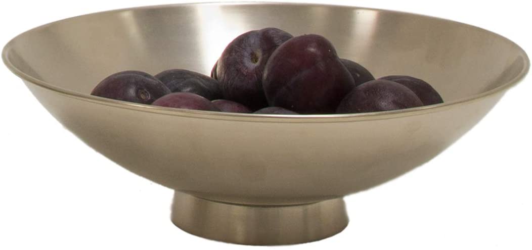 Round decorative bowl with base in silver matt by Varia Living | ideal as a fruit bowl in the kitchen or as a modern decoration in the home | decorative plate diameter 25 cm | stainless steel – design tin-plated (diameter 25 cm / height 8.5 cm)