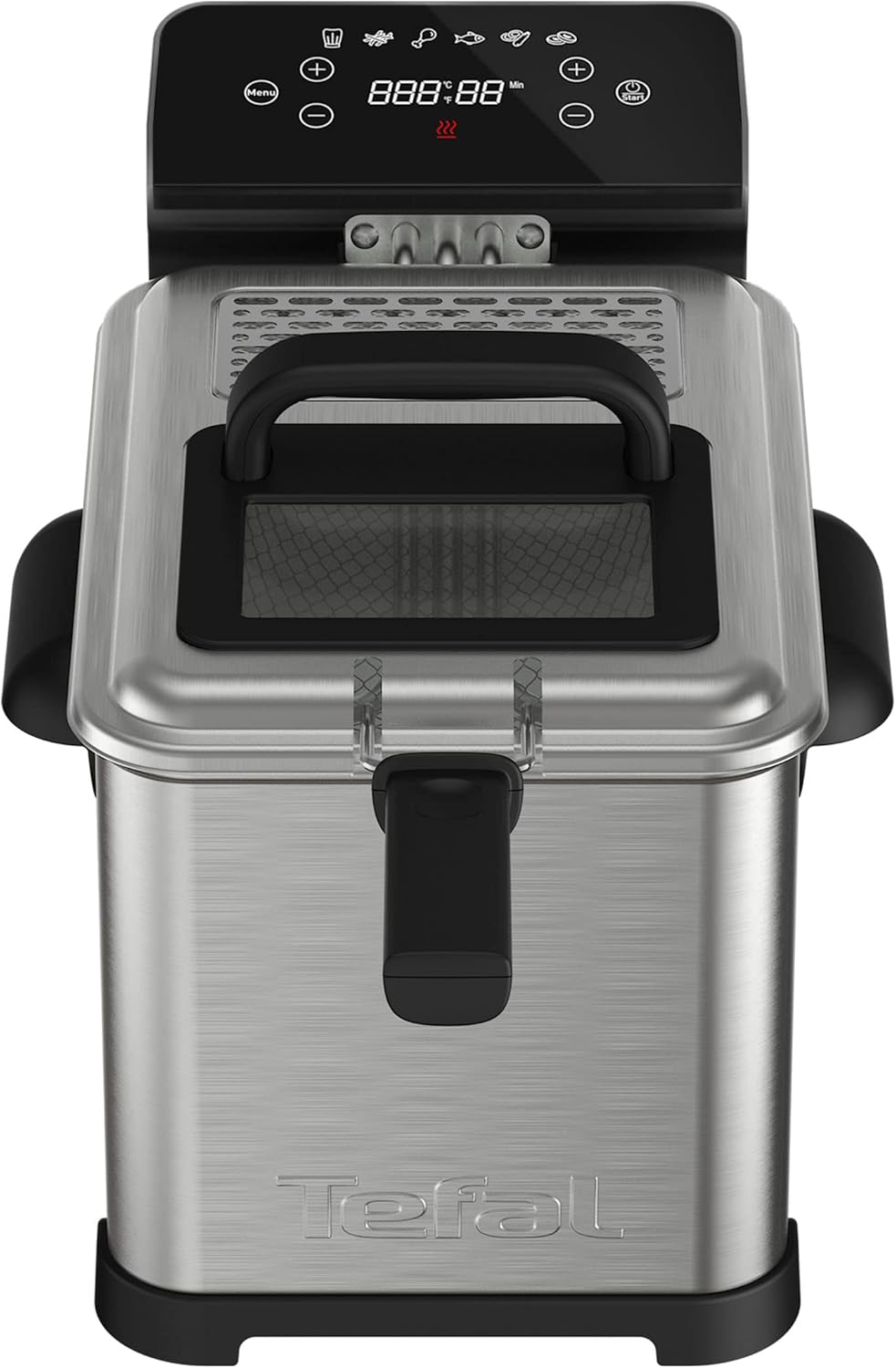 Tefal FR507D Family Pro Digital Electric Fryer | 4L Oil Capacity | Cooling Zone Technology | Dishwasher Safe Parts | Digital LED Screen with Touch Panel | Black/Stainless Steel