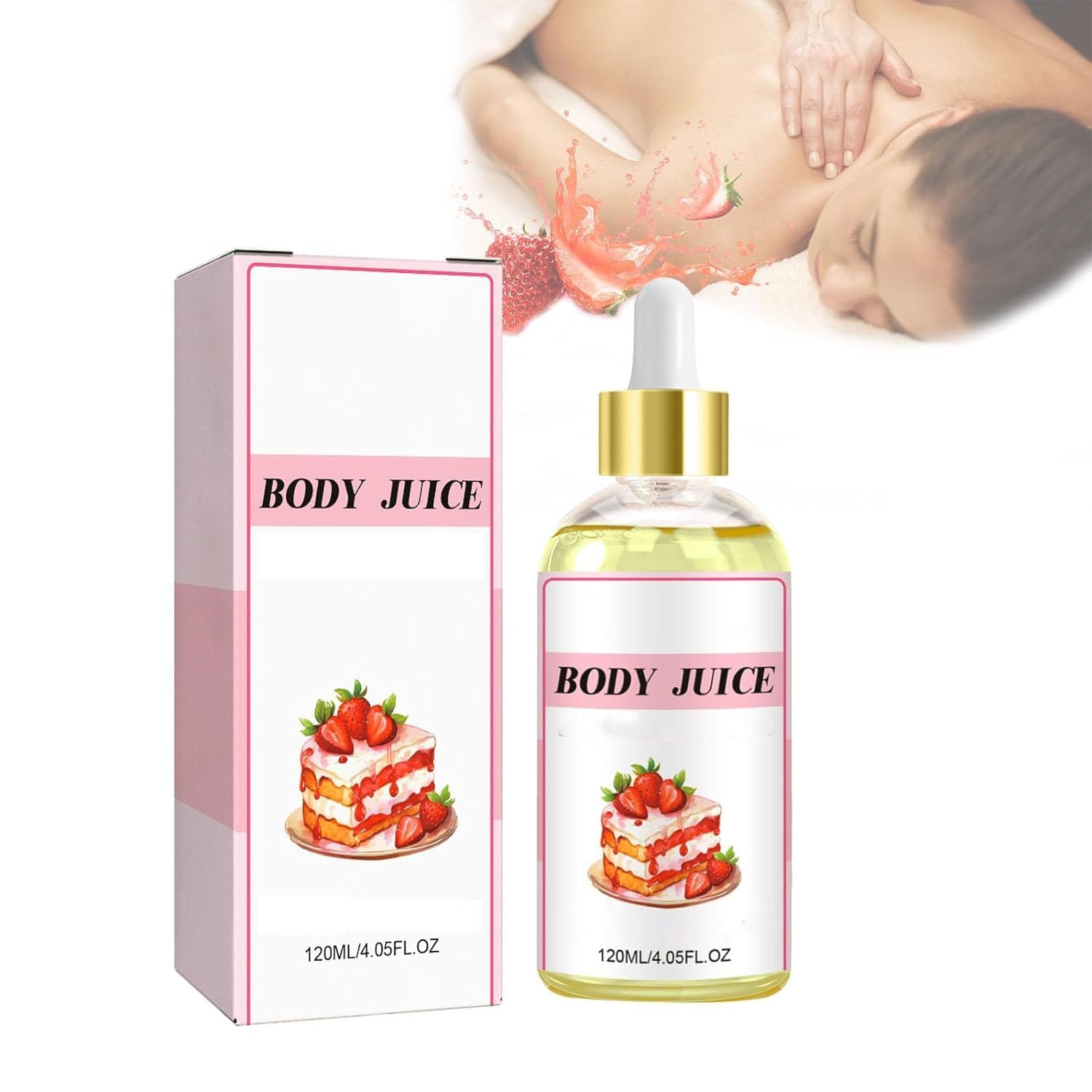 Generic Wildplus Body Juice Oil Strawberry Shortcake, 120 ml Body Juice Oil Fragrance Strawberry Wild Plus, Handmade Body Oil for Women (1 Piece)