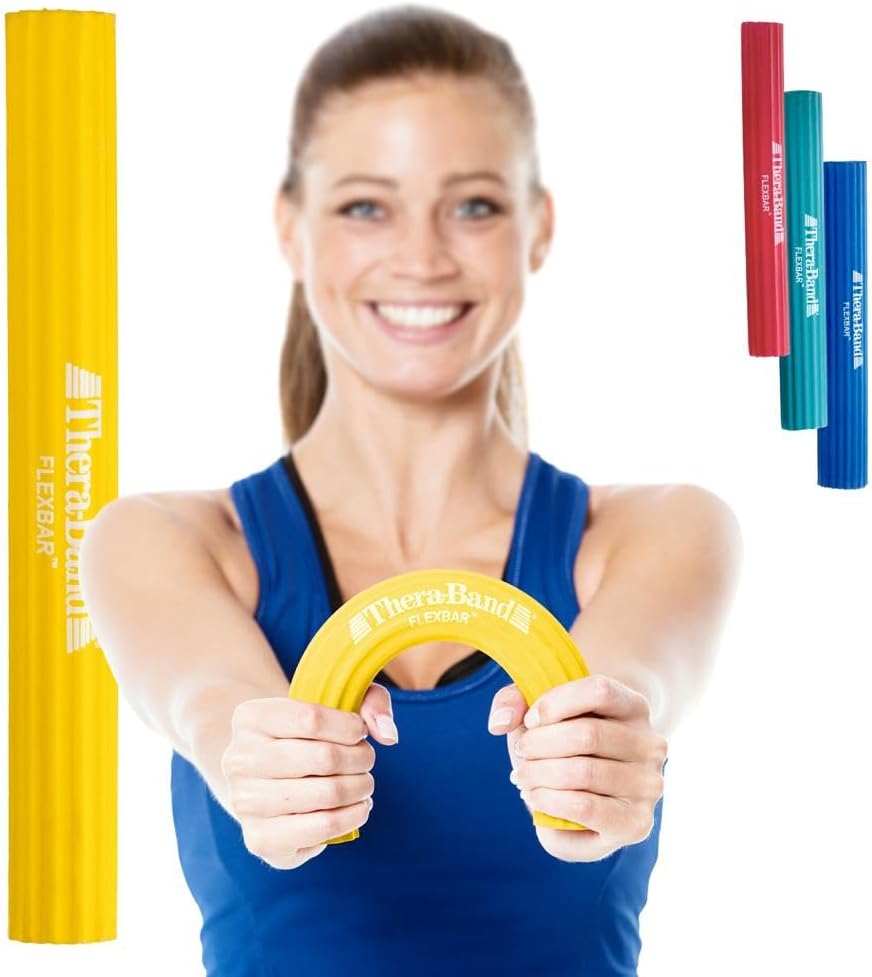 THERABAND Store TheraBand FlexBar Hand Trainer | Forearm Trainer for Rehabilitation & Grip Strength | Training Device for Hand, Wrist & Forearm | Fitness Accessory | Hand Muscle Training | Flexible Exercise Bar