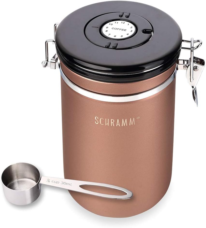 Schramm® coffee jar 1800 ml in 10 colors with dosing spoon height: 18 cm Coffee Canisters Stainless Steel