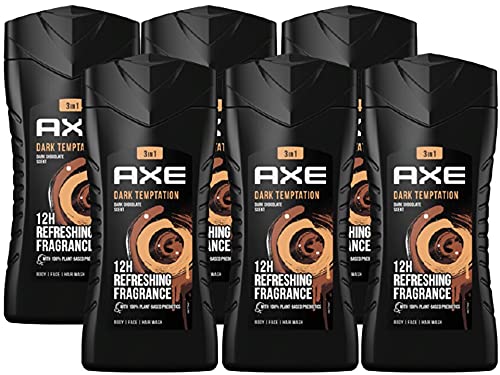 AXE Dark Temptation 6er Set Duschgel Showergel Shampoo 3in1 Face Body Hair Wash Herren Men, 6x 250ml, dermatologisch getestet, für langanhaltende Frische und Duft (6 Produkte)