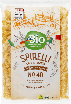 dmBio Pasta, Spirelli from durum wheat semolina, 500 g