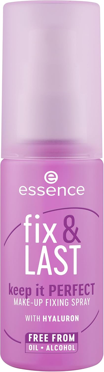 essence cosmetics essence fix & last keep it perfect make-up fixing spray, transparent, fixing, natural, radiant fresh, vegan, oil-free, perfume, no alcohol, pack of 1 (50 ml)
