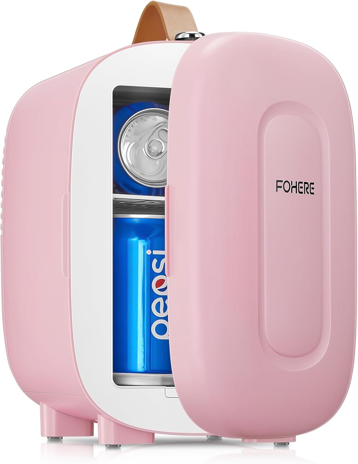 FOHERE Mini Fridge, 5 Liter Mini Refrigerators for Cosmetics, Drinks, Additional USB Power Supply, 220 V AC/12 V DC, Small Fridge for Bedroom, Office, Dorm, Car (Pink)