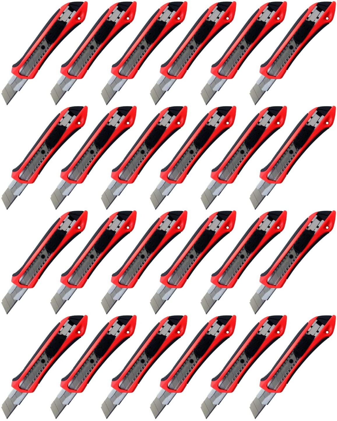 PRITEX Cutter Knives 18 Mm Carpet Knives 24 Pieces Rubberised Handle Snap Off Blad