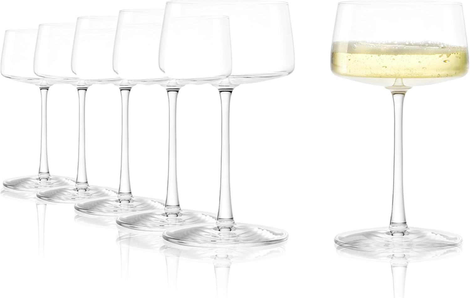 Stölzle Lausitz Champagne Bowls Power Set of 6 275 ml - Elegant Crystal Glasses Ideal for Champagne, Sparkling Wine & Prosecco - High-Quality Champagne Glasses Made in Germany - Dishwasher &
