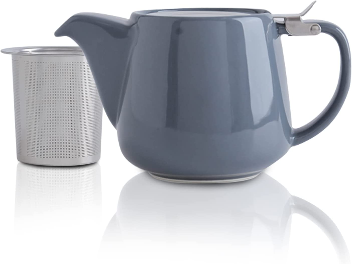 VIVILINEN Porcelain Teapot Ceramic Handmade 18/8 Stainless Steel Sieve Stainless Steel Fine Mesh Infuser with Filter