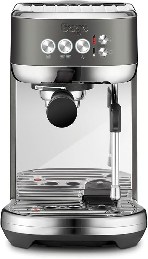 Sage - The Bambino Plus - Compact coffee maker with automatic milk frother - 9 bar, 1.9 l water tank - portafilter machine - 3 settings for texture and temperature - black stainless steel