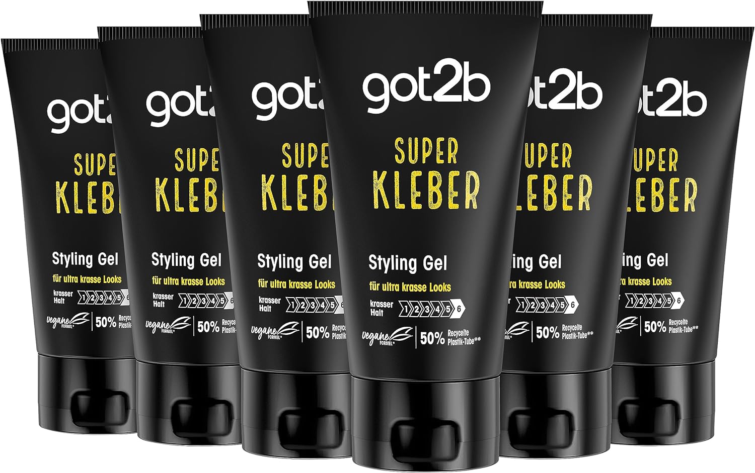 got2b Schwarzkopf Super Glue Indestructible Styling Gel, Pack of 6, 6 x 150 ml