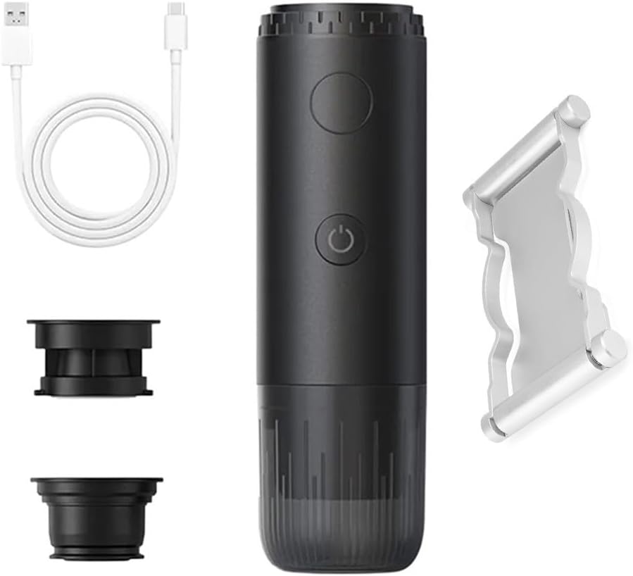 Vilgftyiet Portable USB Coffee Maker - 16 oz Travel Mug with Rechargeable Heater, Compact for Car/Office/Camping (Black, 16 x 12 x 18 cm) (W)