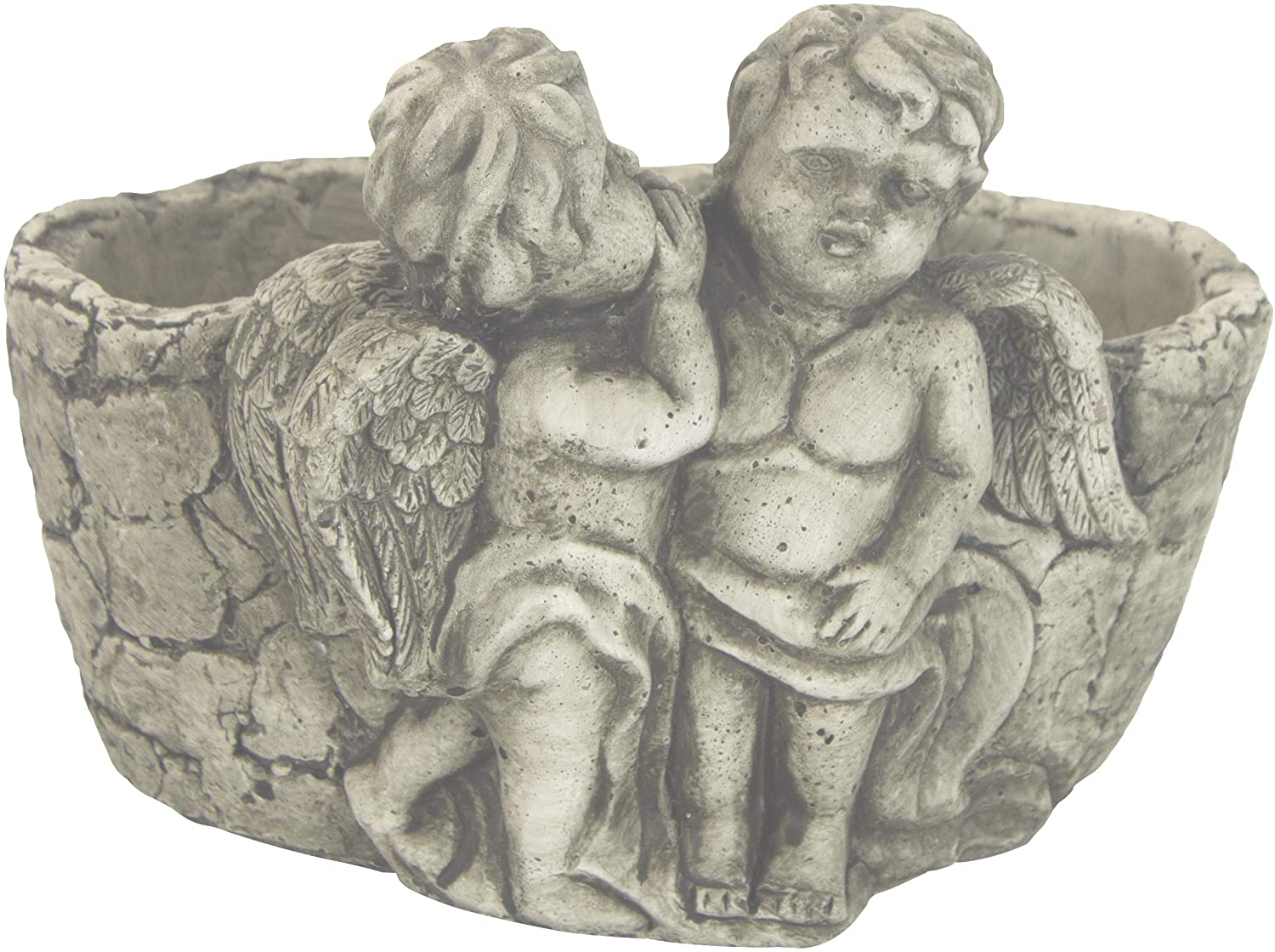 Daro Deko Earthenware Plant Pot With Pair Of Angels