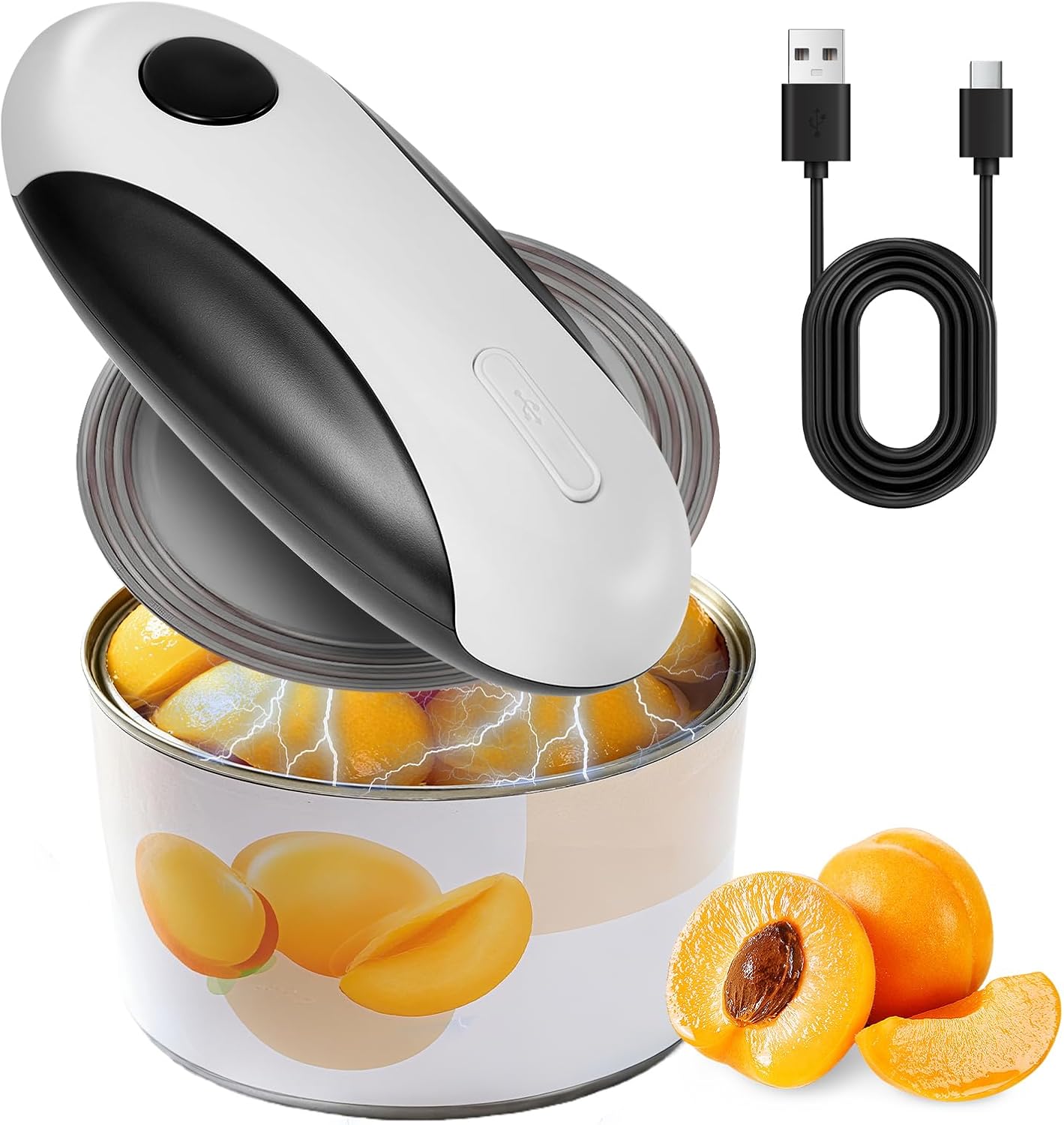 Electric Can Opener USB Rechargeable Can Opener - Battery Operated, Automatic One Button Operation, Magnetic Lid Holder & Smooth Cut, Food Safe