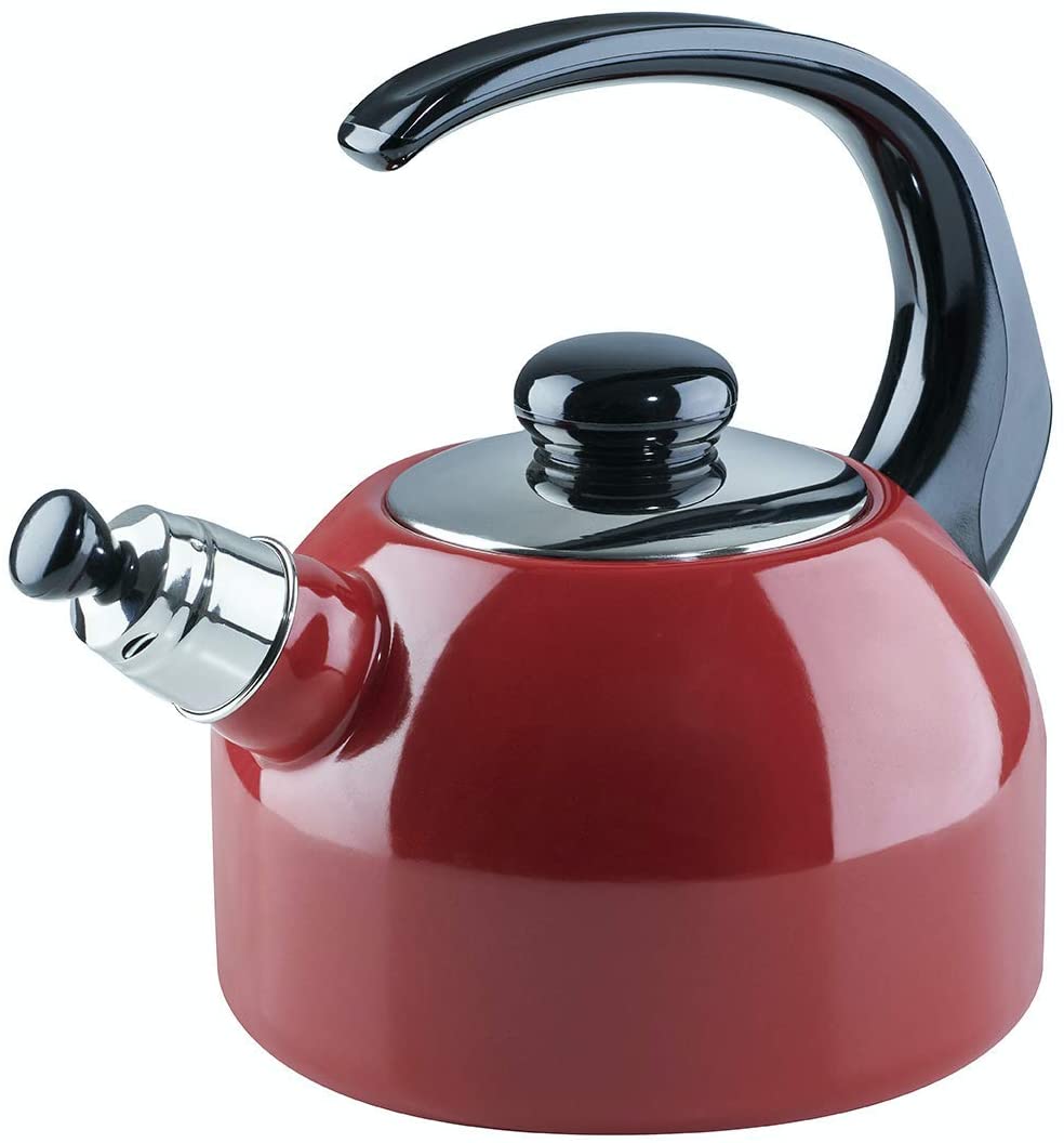 Riess, 0543-020, Whistling Kettle Plus 2.00 L, Classic Colour Red, Diameter 18 cm, Height 21.7 cm, Capacity 2 Litres, Enamel, Red/Black, Triple Enamelled, Tea Kettle