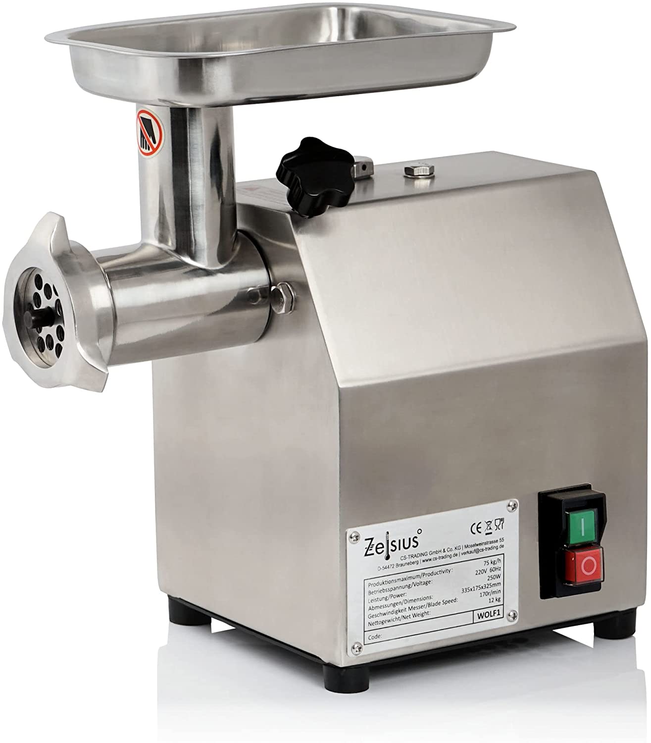 Zelsius Professional electric mincer, stainless steel mincing machine, sausage machine in gastronomy quality, meat machine with sausage filler