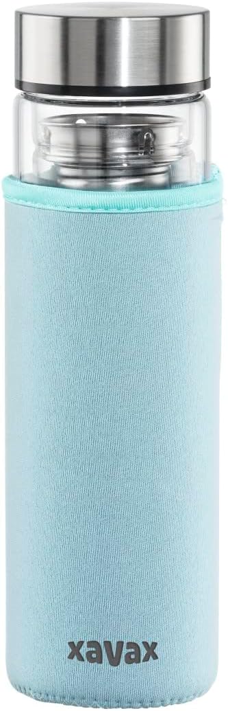 Xavax 450ml Glass Water Bottle with Filter and Silicone Sleeve