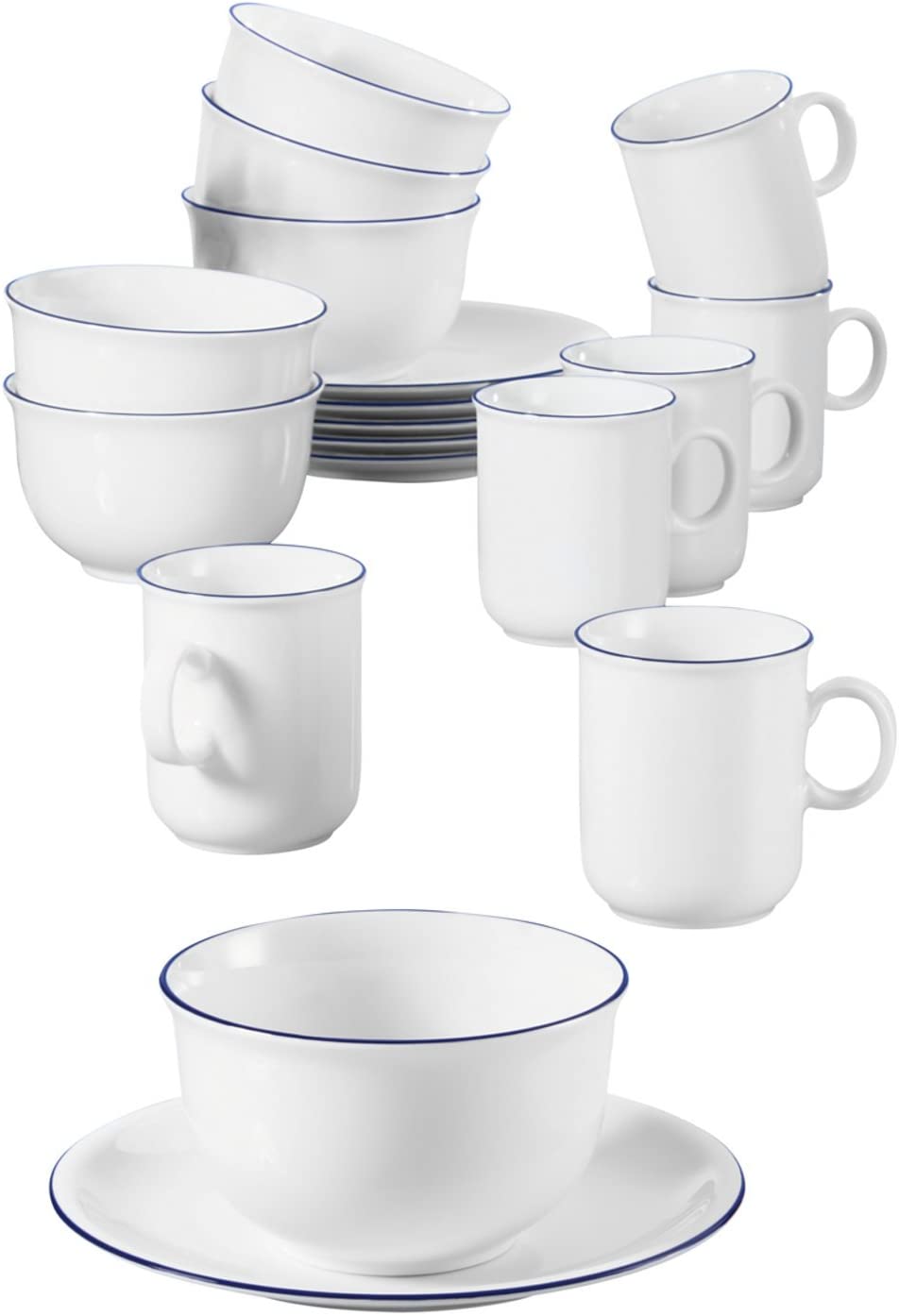 Seltmann Weiden Compact Breakfast Set 18-Piece Blue Edge Blue