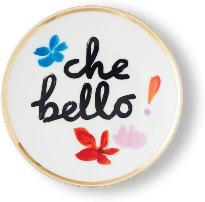 BITOSSI Home Che Bello Porcelain Plate - Collection with Love, Diameter 17 cm, Gold Trim, Chiara Perano Design