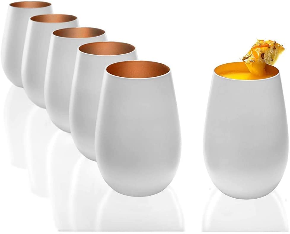Stölzle Lausitz Olympic Mugs, 465 ml, Set of 6 Water Glasses (Matte), Dishw