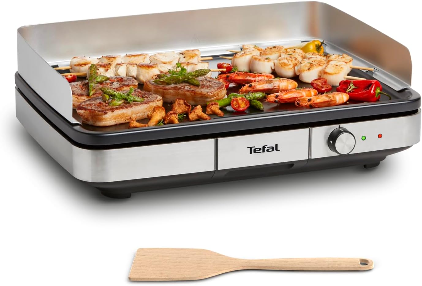Tefal Maxi Plancha CB690D Electric Table Grill, Extra Large, Non-Stick Teppanyaki Plate, Easy Cleaning, Can Be Used Indoor and Outdoor, Includes Removable Wind Protection + Spatula, 2300 W,