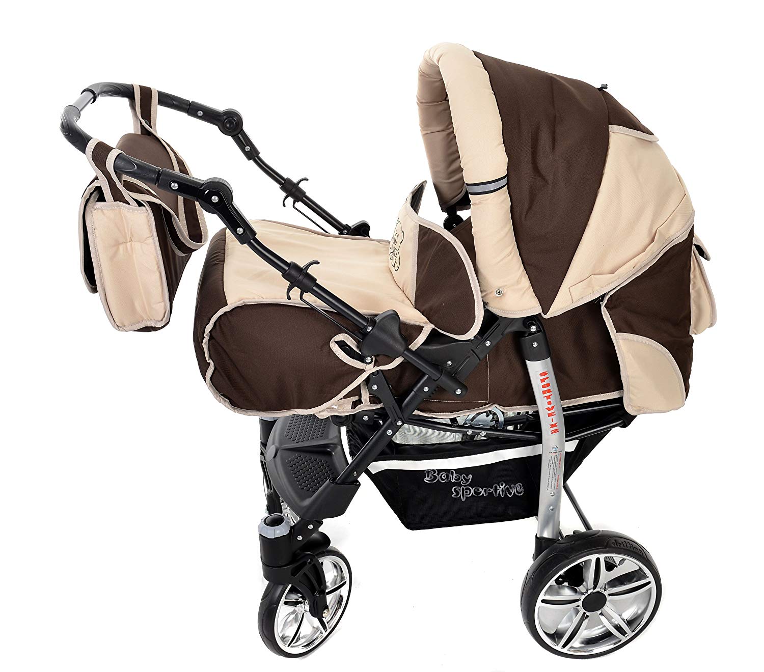 Baby Sportive You and Baby SPORTIV-X2 Kombi-Kinderwagen 3in1 | mit Zubehör | für Kinder ab der Geburt bis 3 Jahre | Gewicht 13 kg | Faltmaß mit Rädern B99 x T60 x H66
