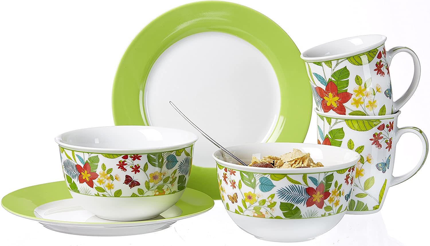 Ritzenhoff & Breker Tropicana Brunch Breakfast Set, Set of 6, Porcelain
