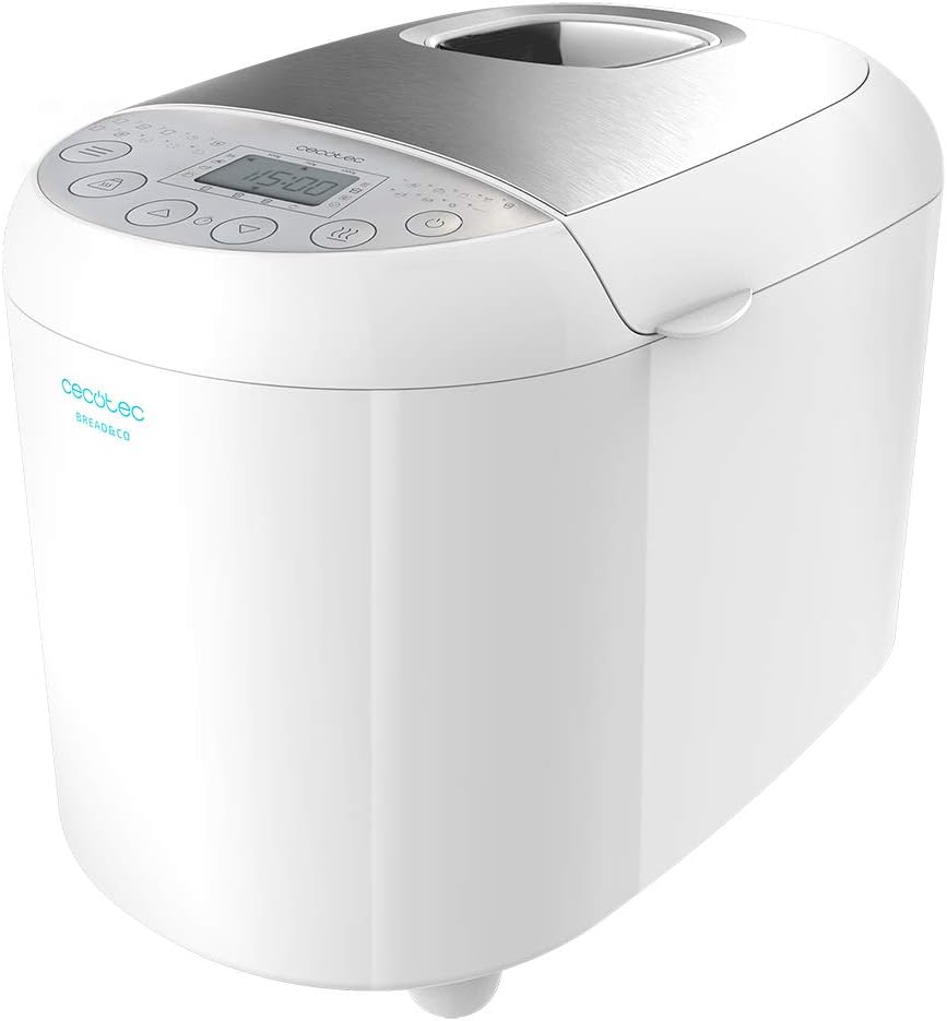 Cecotec Bread&Co 1000 Delicious Bread Maker 550 W, 19 Programs, 1 kg, 15 Programmable Hours, Dishwasher Safe Bowl, Recipe Book, White