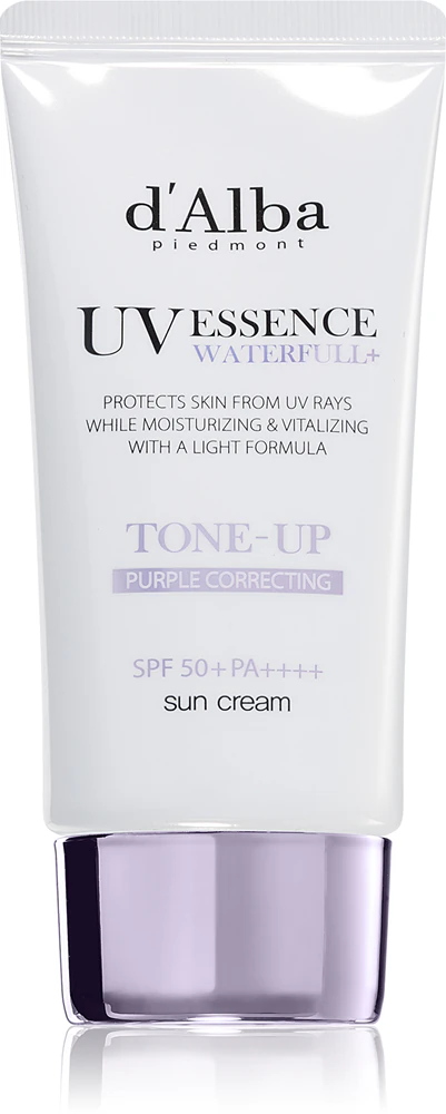 dAlba Waterfull Purple Correcting Tone-Up Sun Cream tinted sunscreen for hydrated and radiant skin, 50 ml