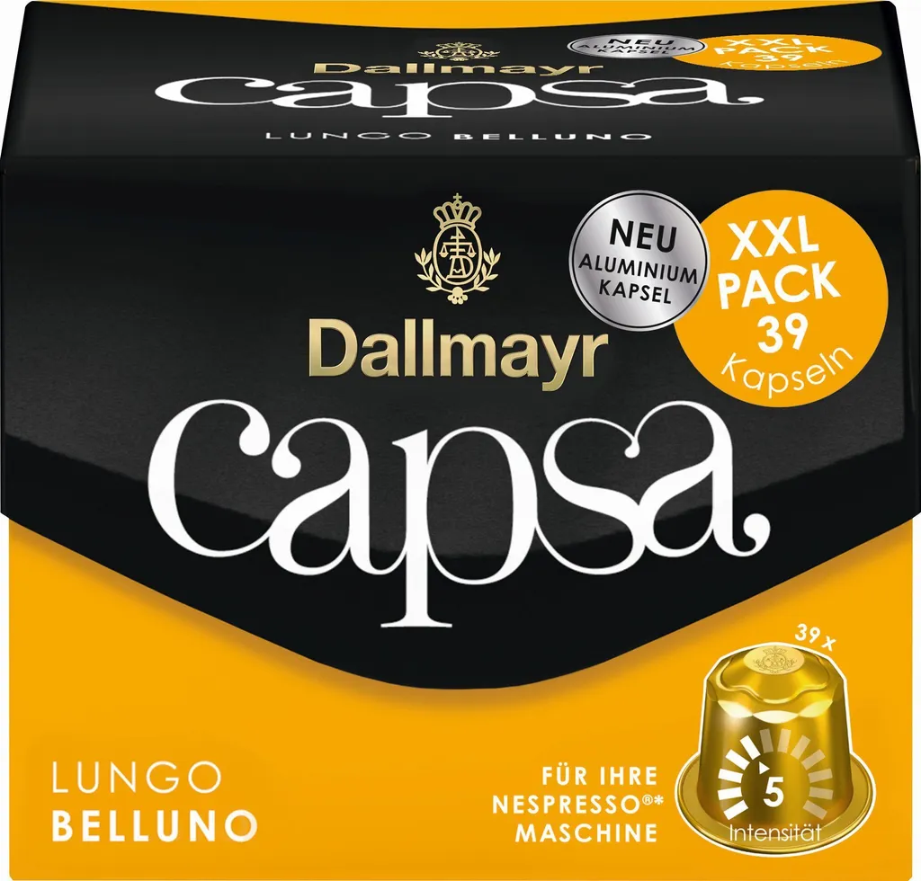 Mega-Paradies Dallmayr Capsa Lungo Belluno XXL Coffee Capsules, 39 capsules 220g