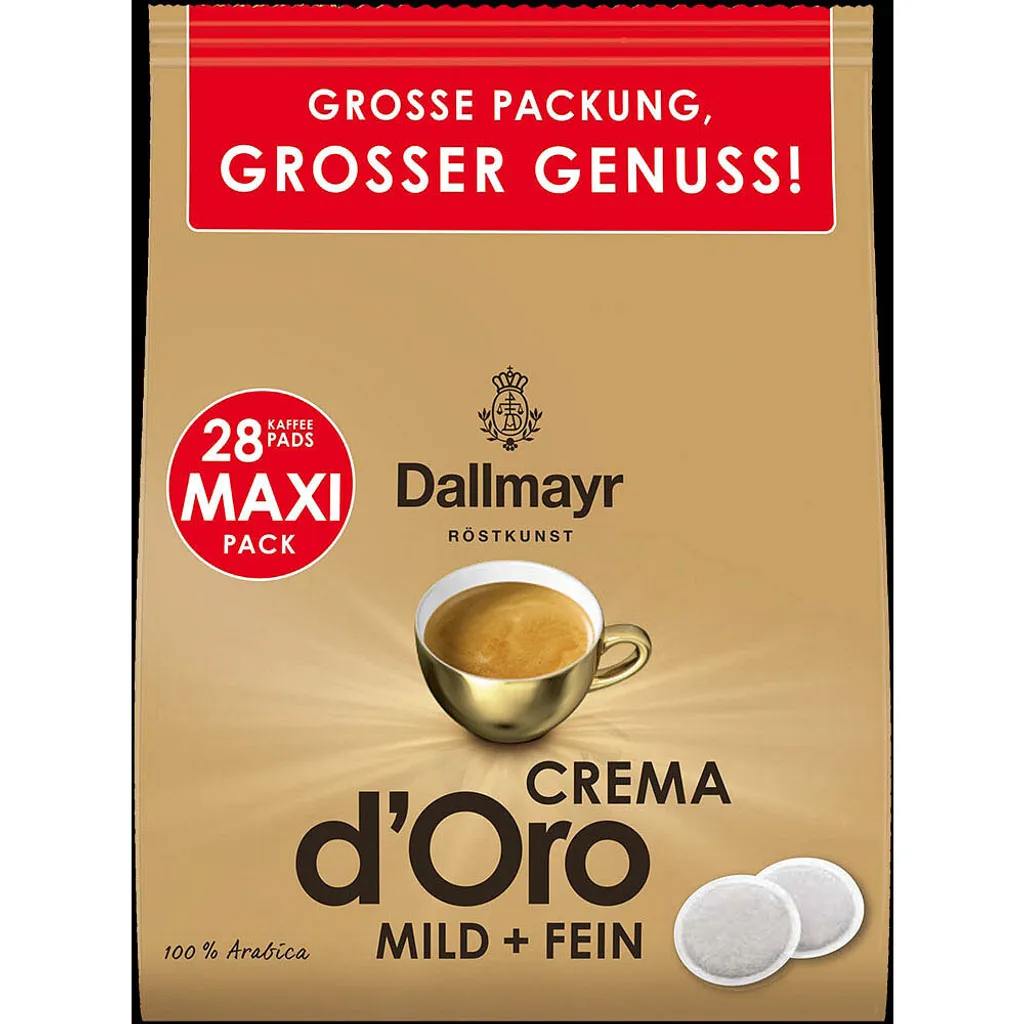Dallmayr Crema d'Oro Coffee Pads Arabica Beans Mild 28 Pads 250g