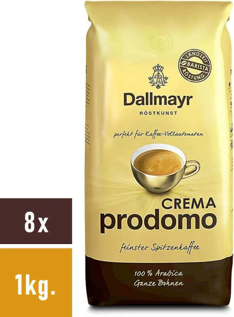 Dallmayr Crema Prodomo coffee beans 8x1kg. 8000g