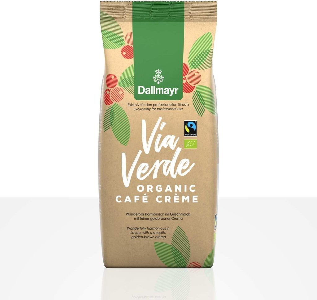 Dallmayr Via Verde Café Crème Fairtrade - 6 x 1kg Coffee Beans, 100% Arabica 6000g