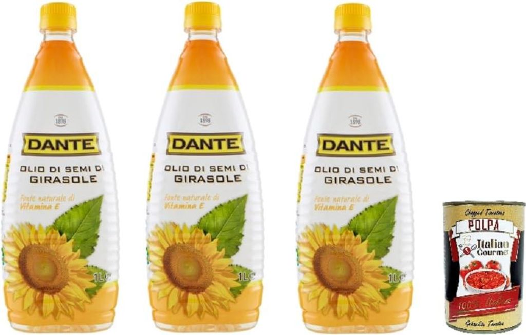 Italian Gourmet E.R. Dante Sunflower Seed Oil Sonnenblumenkernöl 3x1lt + Italian Gourmet Pulp 400g