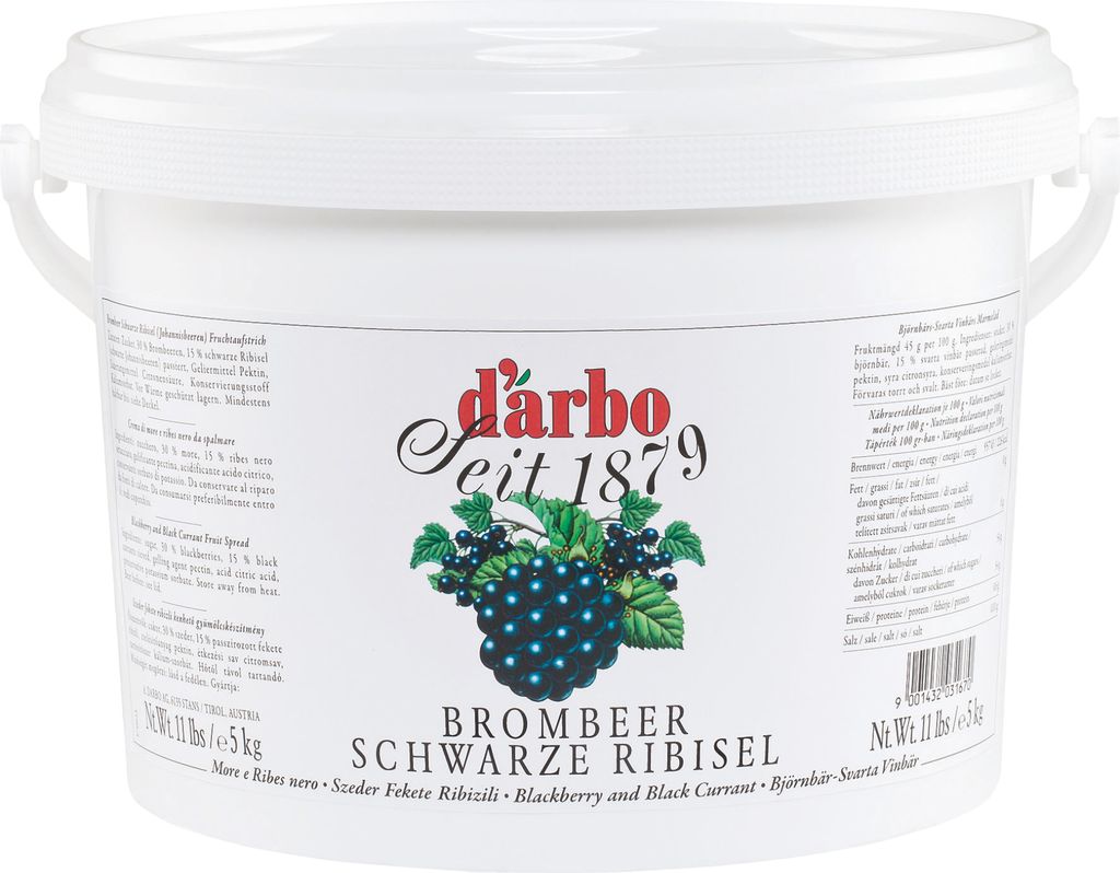 Darbo Blackberry Blackcurrant (Redcurrant) Fruit Spread, Passata 5000g