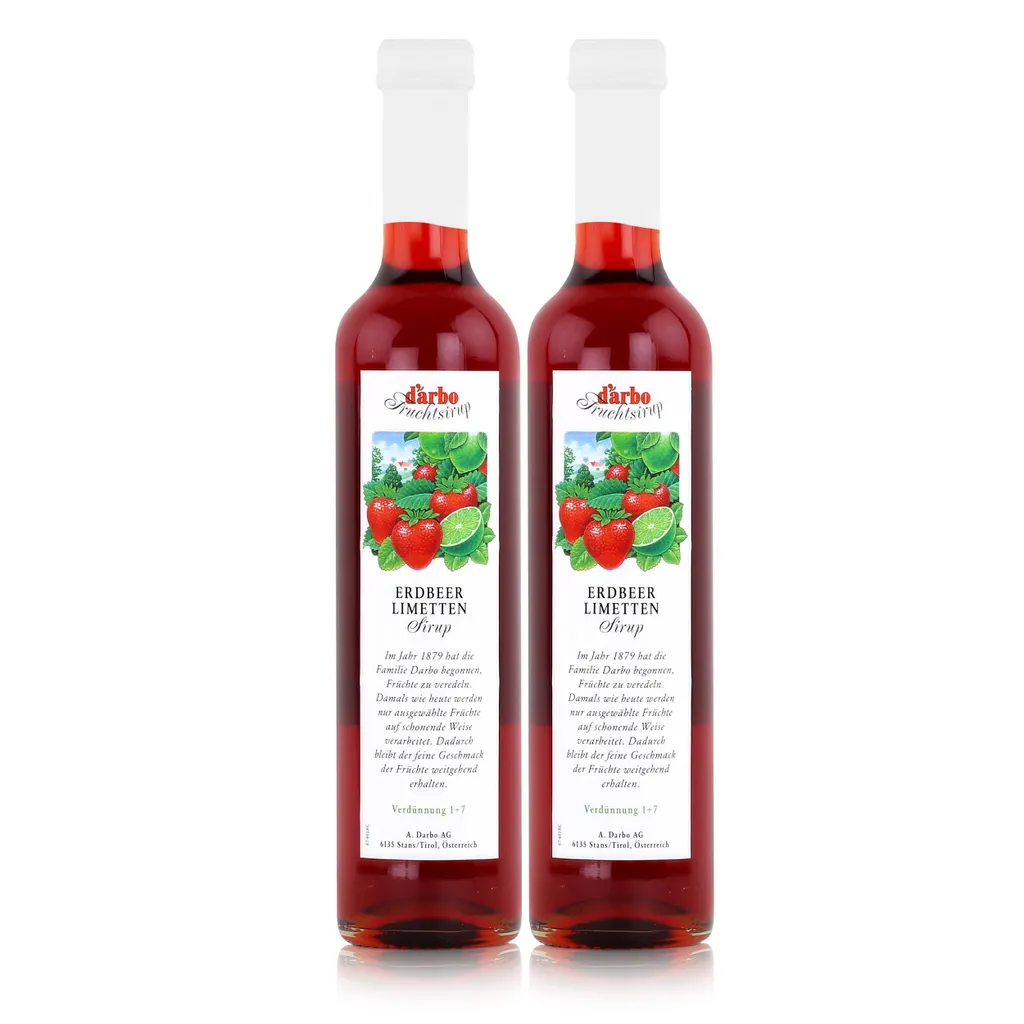 Darbo Strawberry Lime Syrup 500ml - Cocktail Coffee Syrup (2-pack)